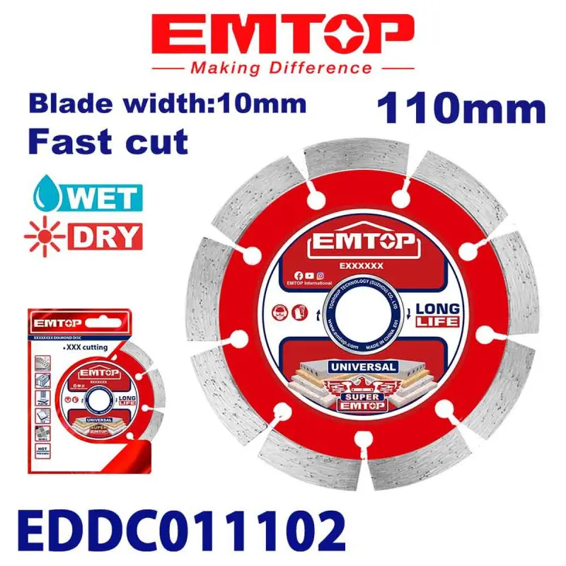 Emtop EDDC011102 | Concrete Cutting Disc 110x22.2mm 10mm