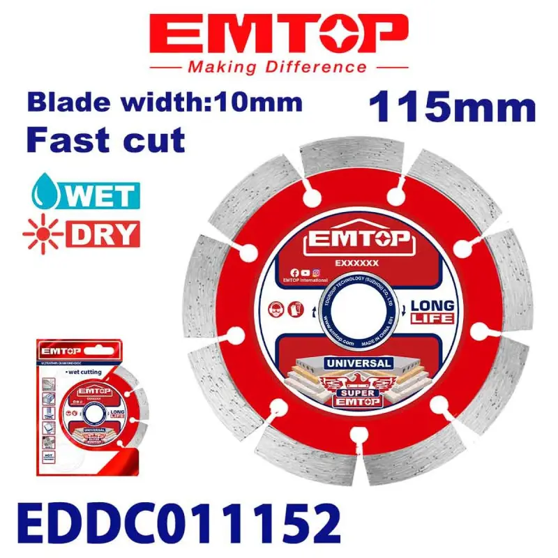 Emtop EDDC011152 | Beton kesiji disk 115x22,2mm 10mm segment