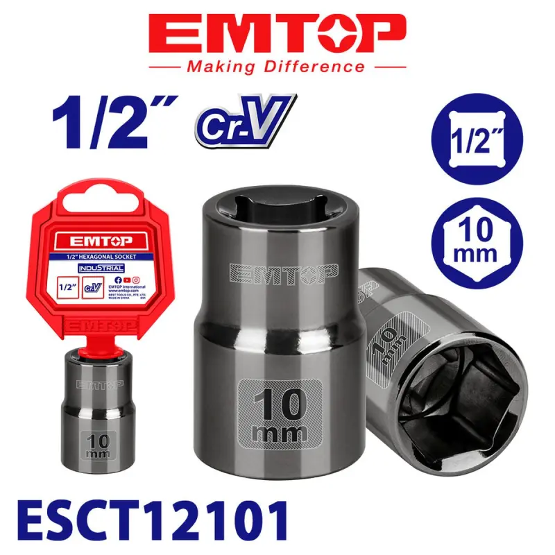 Emtop ESCT12101 | Головка 1/2" 10 мм Хромованадиевая