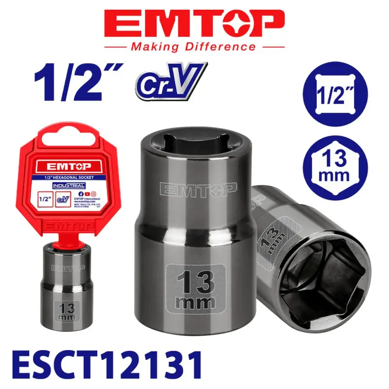 Emtop ESCT12131 | 1/2" Başlyk 13mm Ýokary Hilli Polat