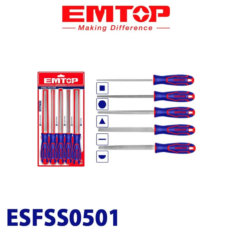 Emtop ESFSS0501 | Набор напильников 8 дюймов (5 шт.) высокоуглеродистая сталь