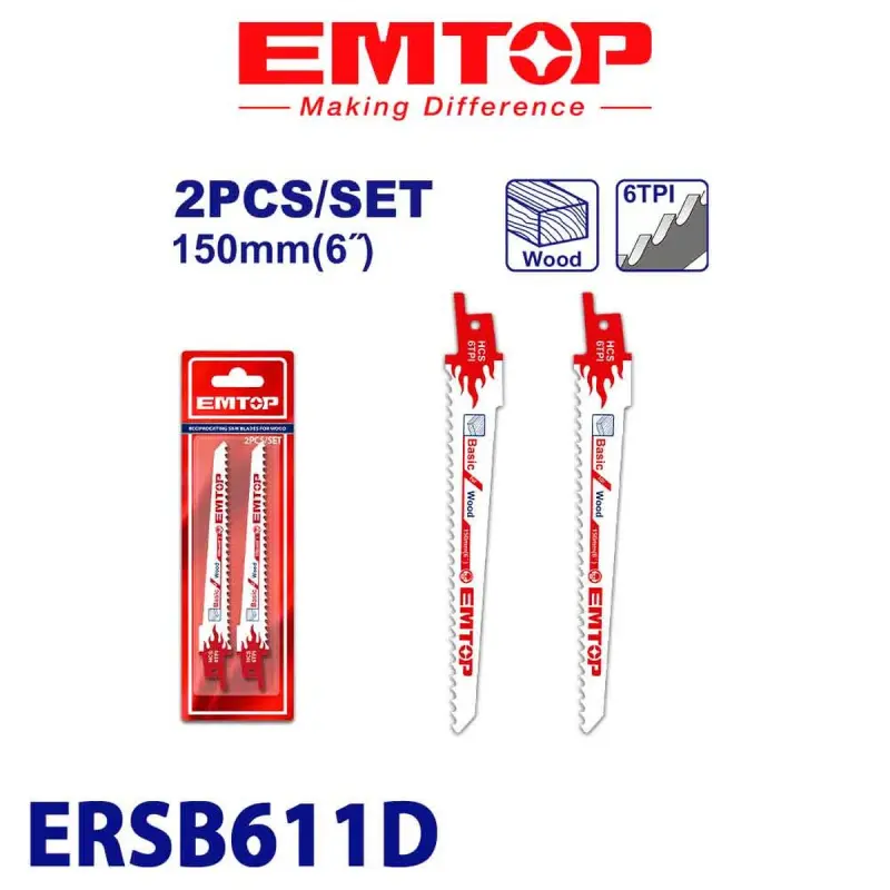 Emtop ERSB611D | Пилки для лобзика 150мм Универсальные