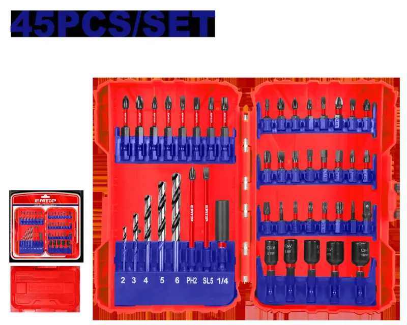 Emtop ESBT04501 | Bit Set 45pcs PH/PZ/SL