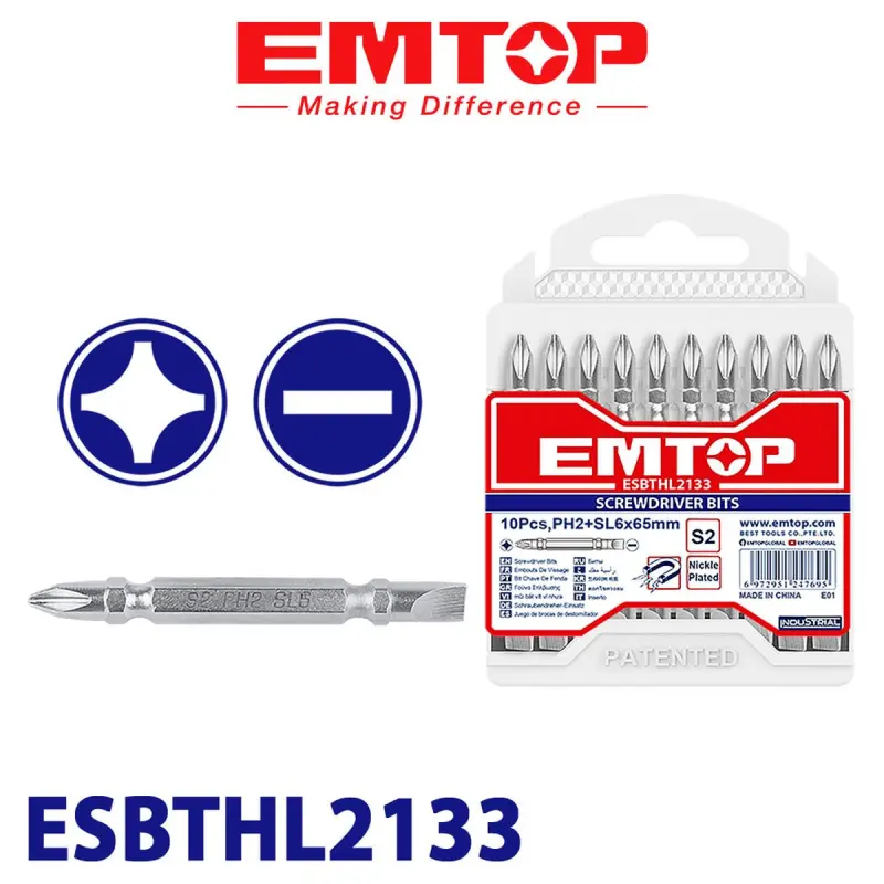 Emtop ESBTHL2133 | Bit toplumy PH2+SL6.0 65mm 10 sany