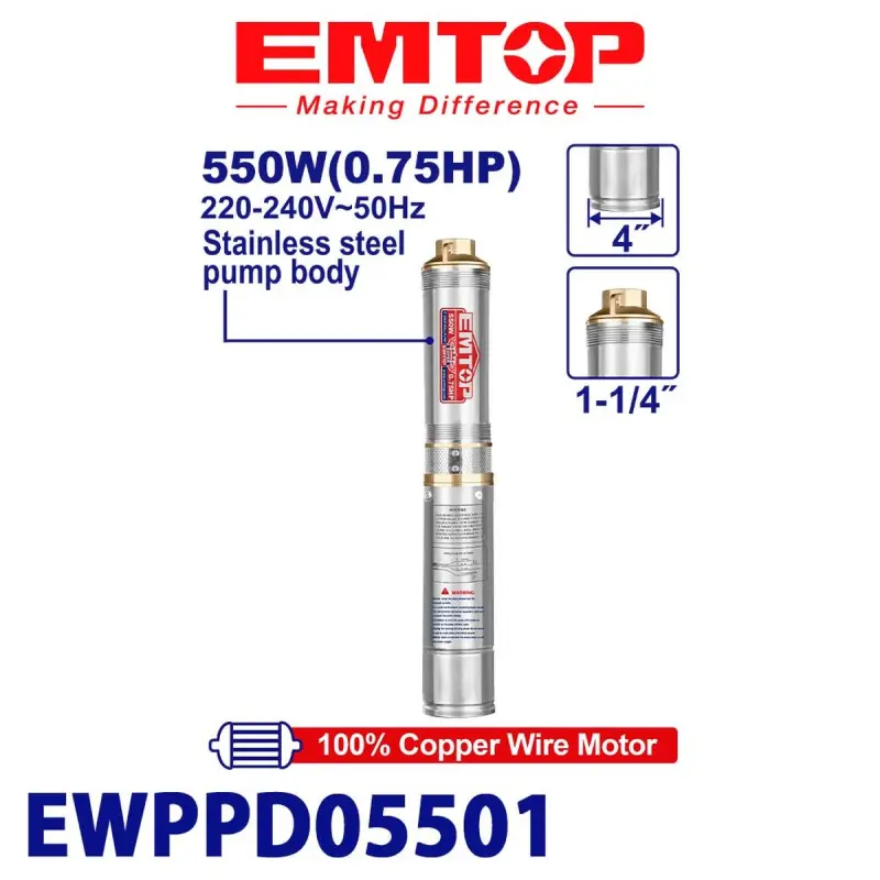 Emtop EWPPD05501 | Çuňňur Guýy Nasosy 64M 6,0 m3/saý
