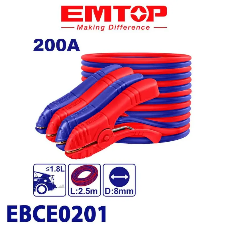 Emtop EBCE0201 | Akymy geçiriji kabel 2,5m 200AMP berk