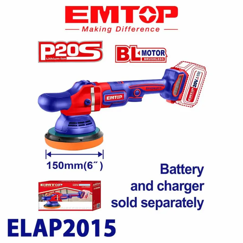 Emtop ELAP2015 | Аккумуляторная Полировальная Машина 20В