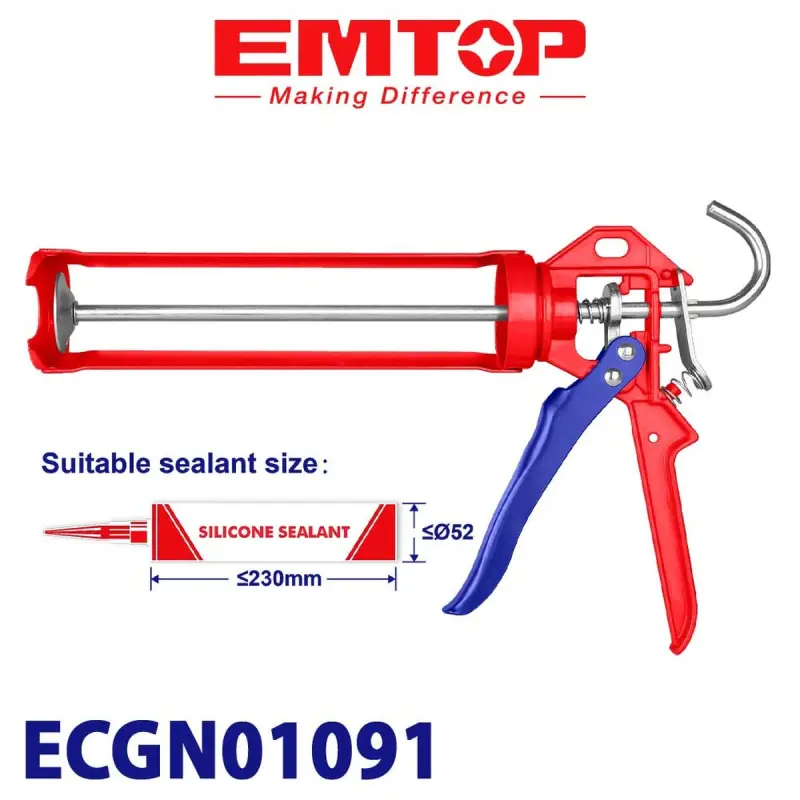 Emtop ECGN01091 | Пистолет для силикона 9 дюймов, усиленный