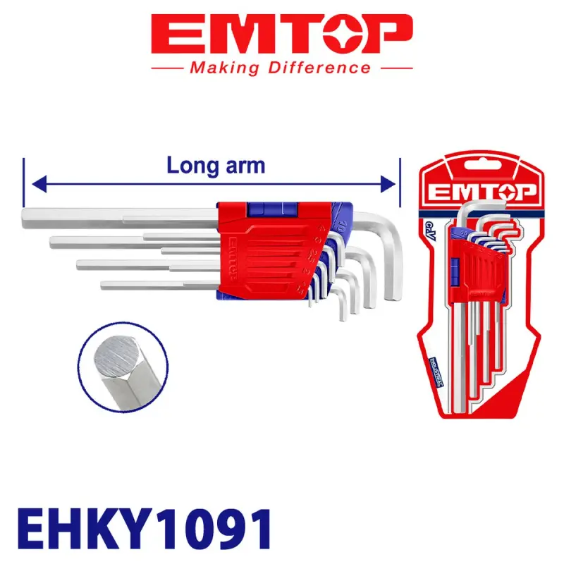 Emtop EHKY1091 | Набор шестигранников 9 шт. высокопрочная сталь