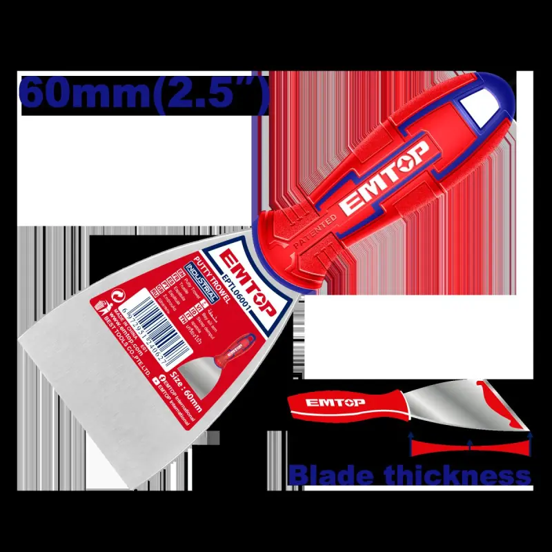 Emtop EPTL06001 | Şpatel 63 mm poslamaýan polat pyçak