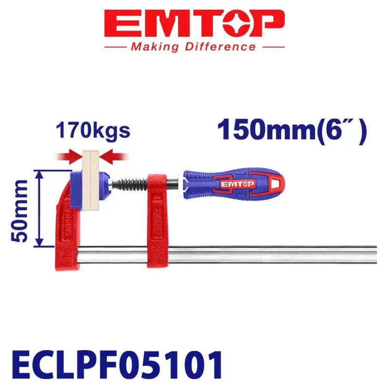 Emtop ECLPF05101 | Тиски F 50x150мм для тяжелых работ