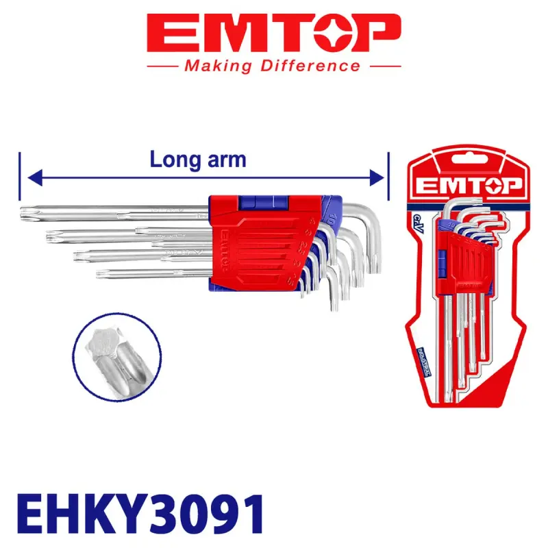 Emtop EHKY3091 | Набор торцевых ключей 9 шт. хромованадий