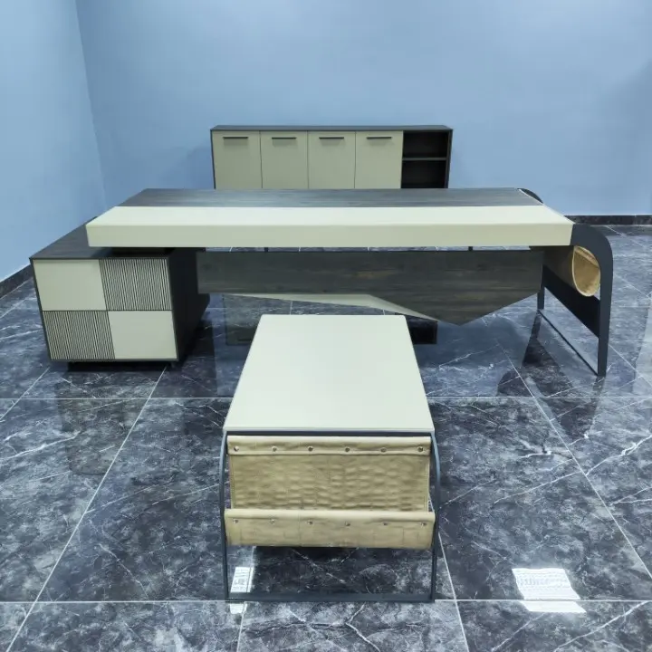 Konfull New Auro | Office Furniture Set Turkey-Made, Desk+Cabinet+Table
