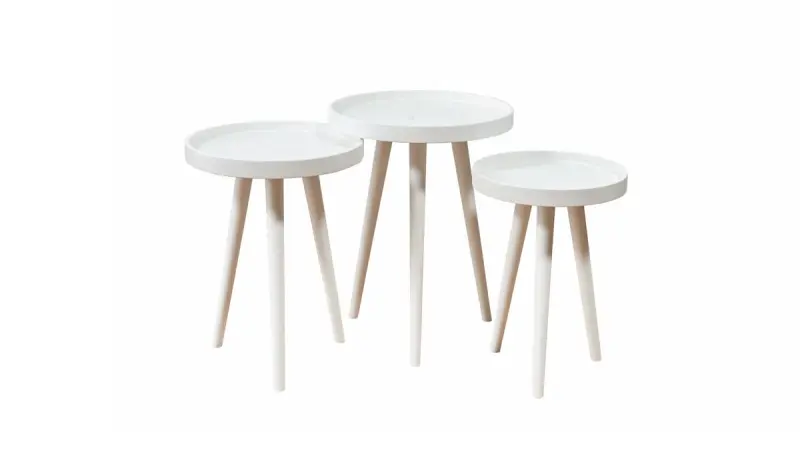 IKARUS 3200024816 | Round Nesting Table Set of 3 White