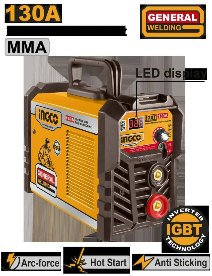 Инверторный сварочный аппарат INGCO MMA13028 130A 45% 75В