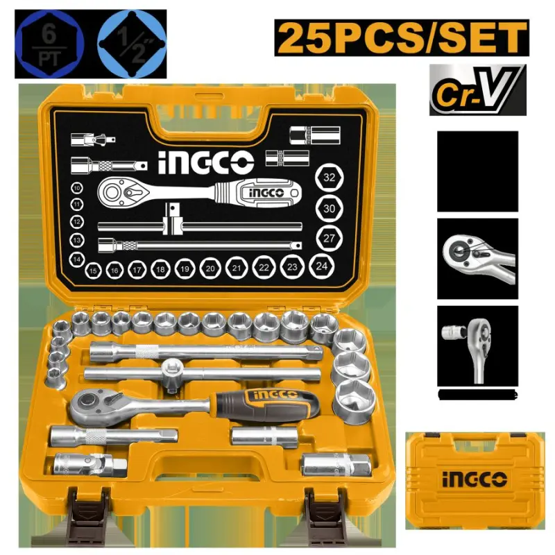 Ingco 1/2" nasadka toplumy, 25 sany, model HKTS12251