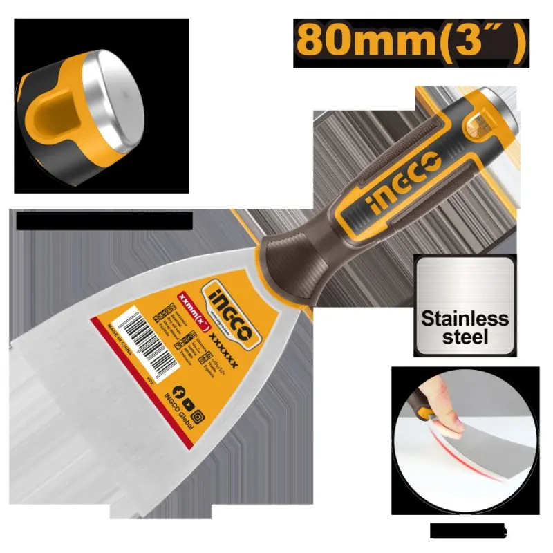 Ingco HPUT08080 3-li 80mm spatula toplumy – hünärmenler üçin
