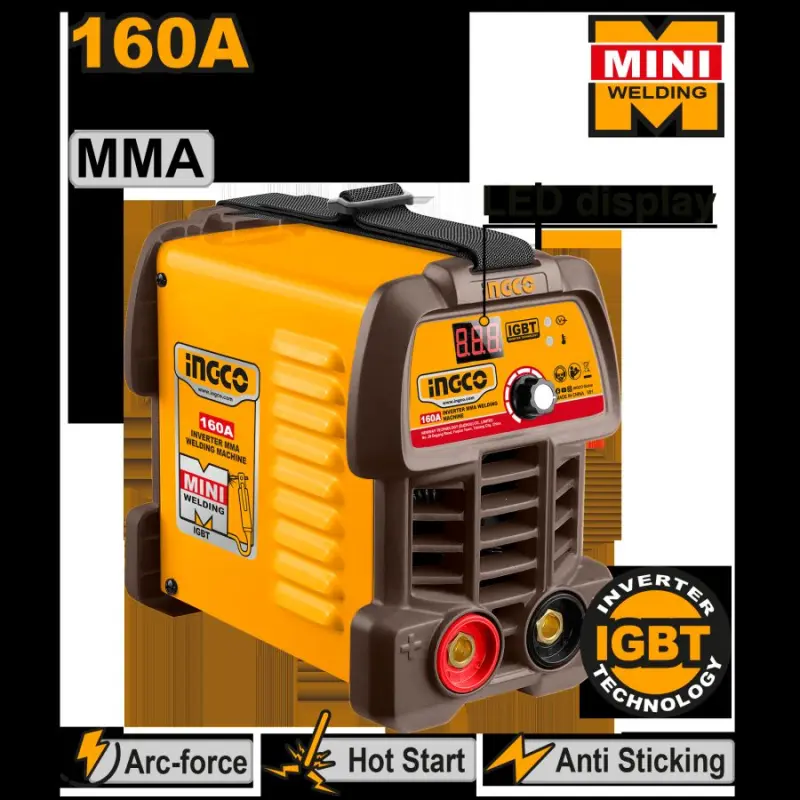 Ingco MMA 160A invertor kebşirleýji enjam, 30% iş sikli, 81V, ING-MMA16049