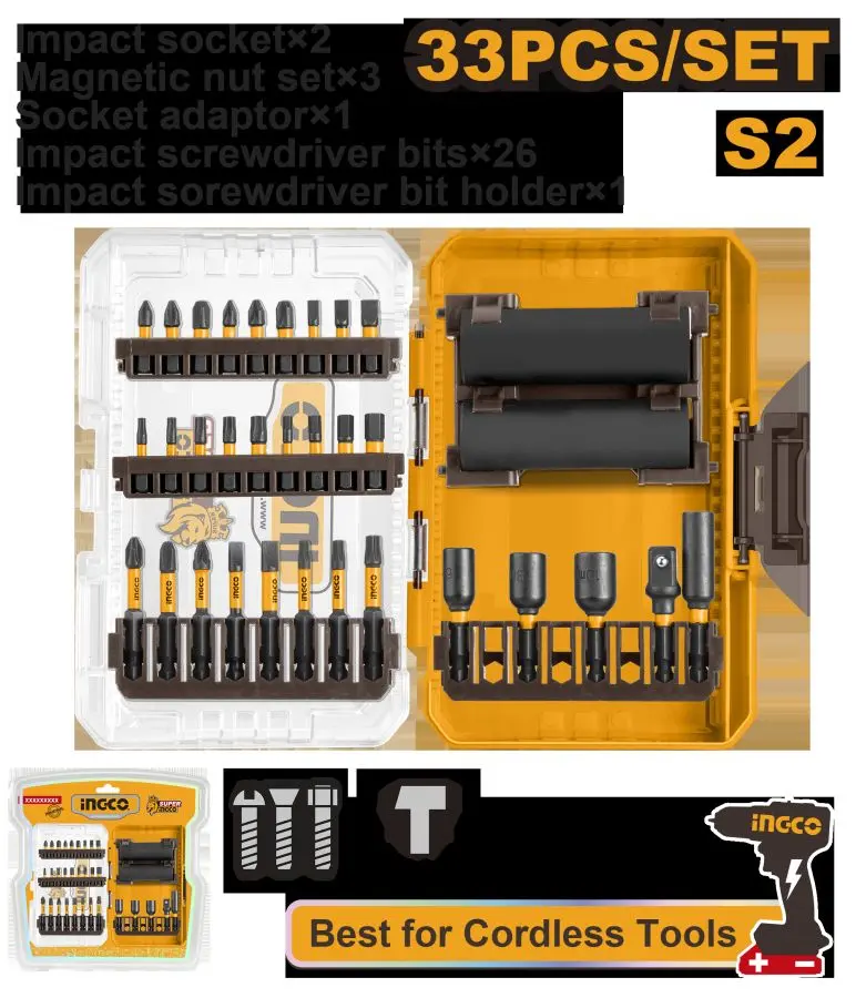 Ingco 33 sany zarba bit we kellä toplum PH, PZ, SL AKDL63306