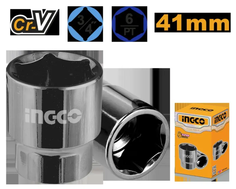 Ingco 3/4" 41mm Hex Socket Heavy-Duty Industrial Tool (Model HHAST34411)