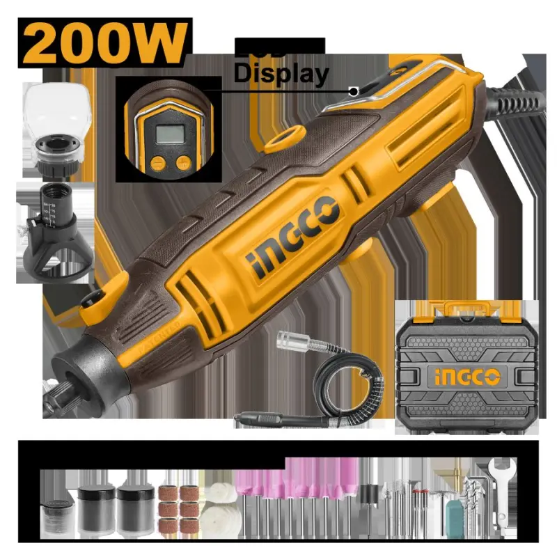 Ingco MG2008 Electric Engraver 200W Set with 153 Accessories