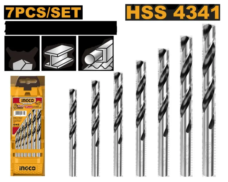 Набор сверл по металлу Ingco HSS 7 шт AKD1075