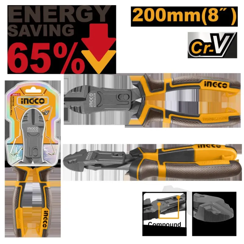 Диагональные комбинированные кусачки Ingco 200мм HCDCP58200