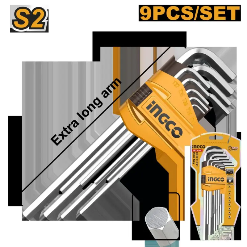 Ingco 9-Piece Large Hex Key Set HHK11092 for Professional Use