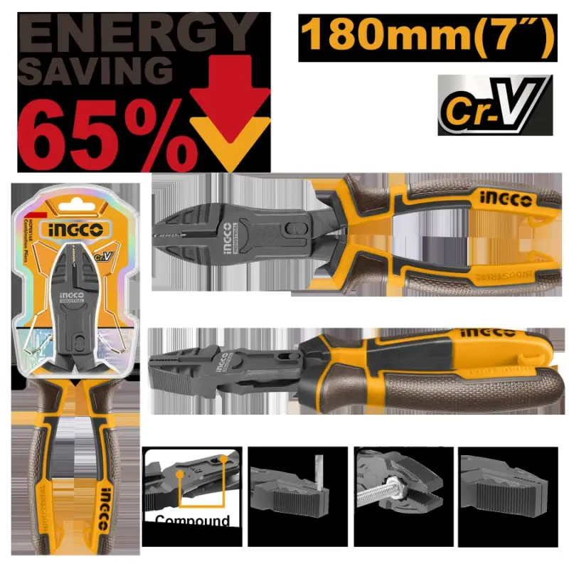 Плоскогубцы Ingco HCCP58180 комбинированные усиленные 180мм (65%)