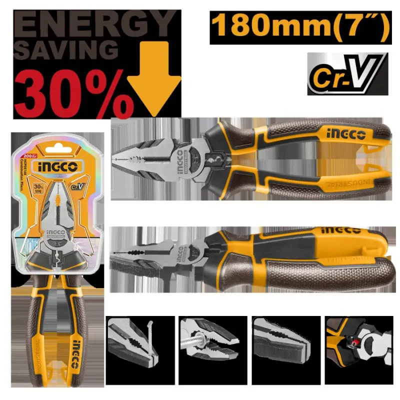 Комбинированные плоскогубцы Ingco 7" HHCP28180 с увеличенным рычагом