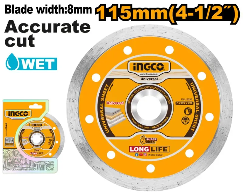 Ingco Solid Diamond Cutting Disc 115*22.2mm 8mm DMD021152