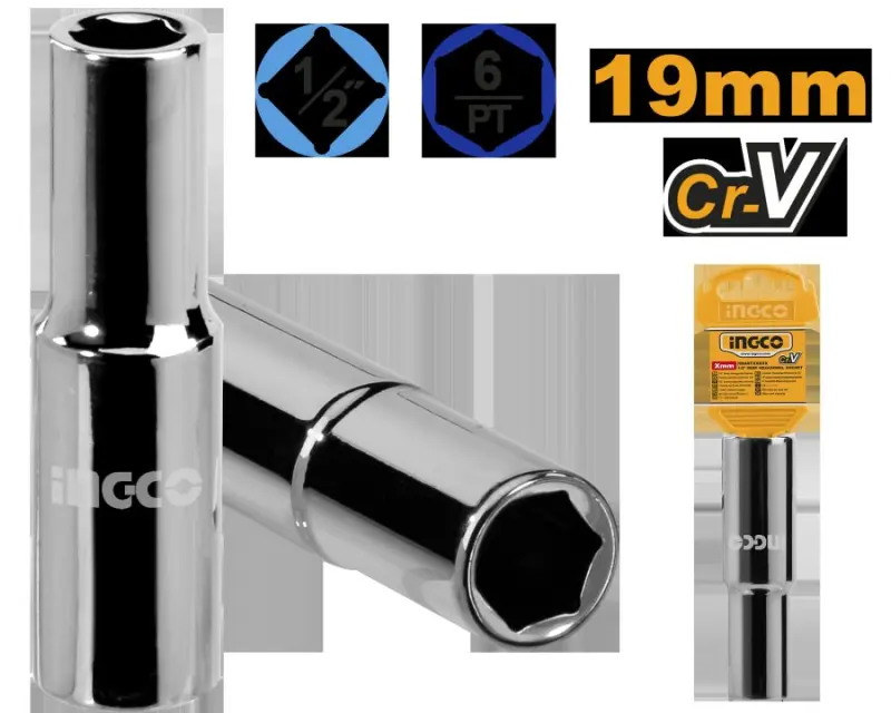 Ingco 1/2" шестигранная головка 19 мм (модель HHAST12193L)