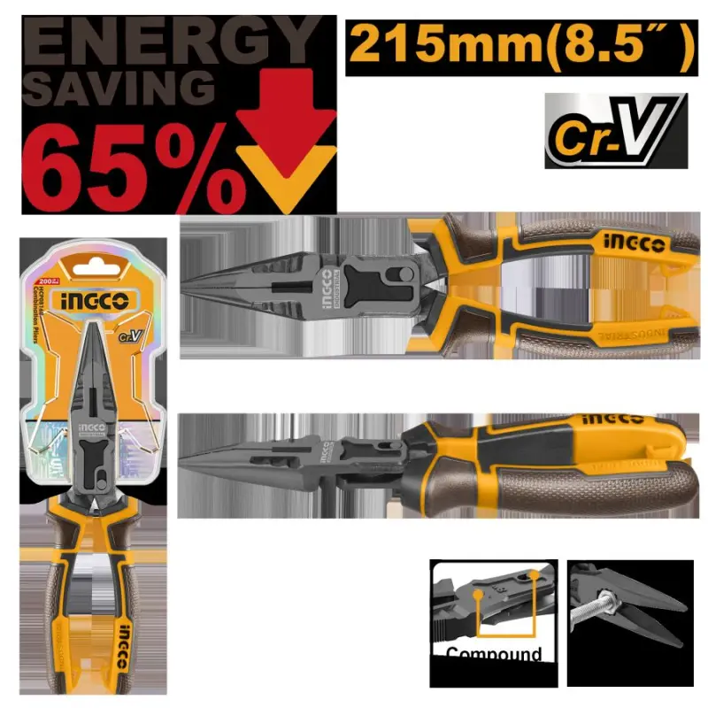 Длинногубцы Ingco усиленные 8.5r 215мм HCLNP58200