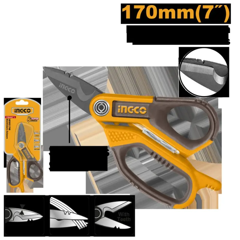 Профессиональные ножницы электрика Ingco 7" 170мм HES051708