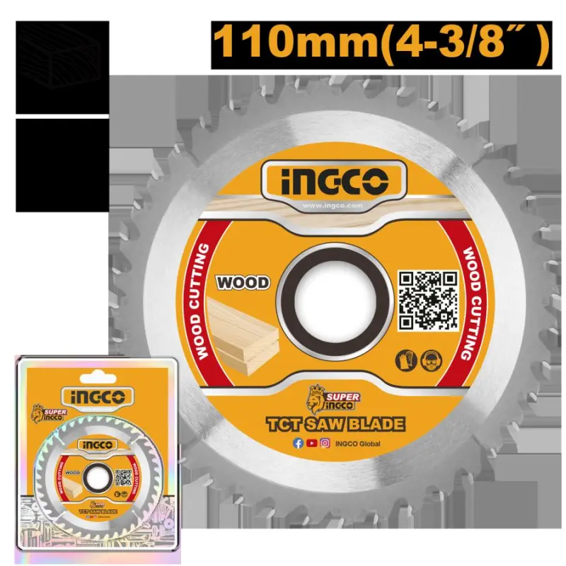 Ingco TCT Saw Blade 110mm 40T for High-Efficiency Industrial Cutting