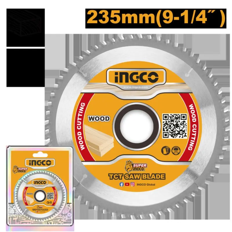 Ingco TCT Saw Blade 235mm 60T for Professional Wood Cutting