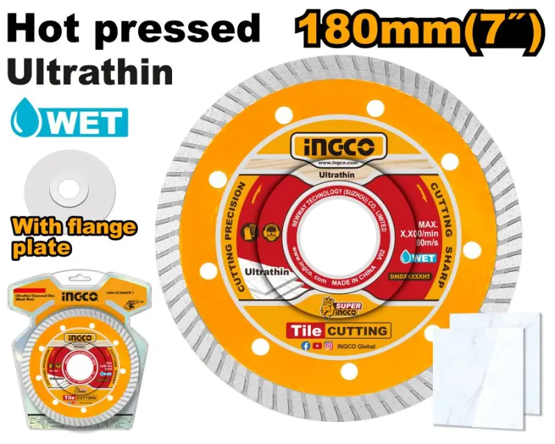 Профессиональный алмазный диск Ingco 180x22,2мм 8мм для точной резки