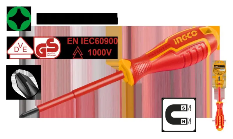 Ingco Insulated Screwdriver 0*60mm HISD81PH060 for Safe Electrical Work