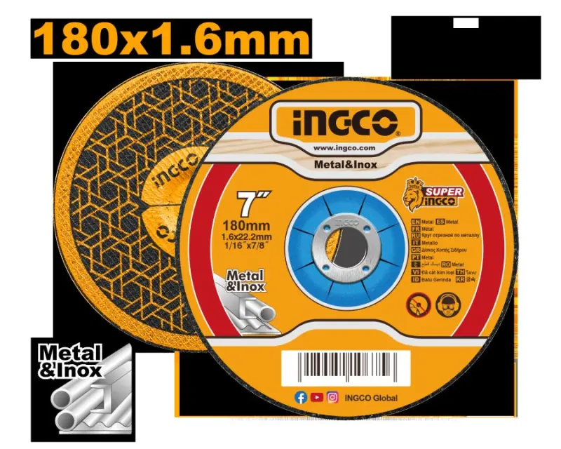 Ingco MCD161802: Отрезной диск по металлу 180x1,6 мм