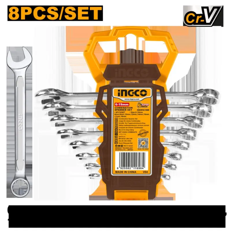 Ingco 8-Piece Combination Wrench Set 6-19mm HKSPA1088