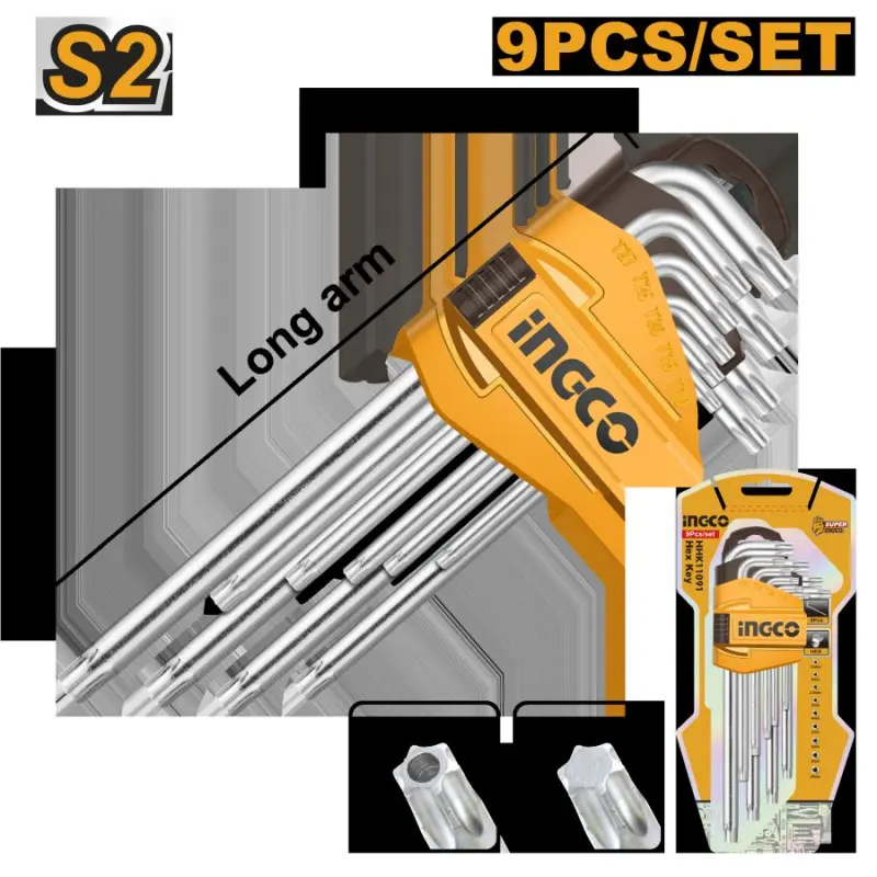 Ingco 9-piece Torx Key Set, Model HHK13091