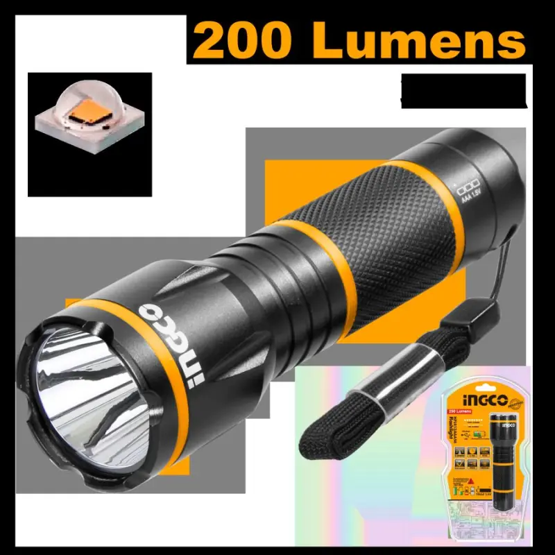 Ingco HFL013AAA1 200-lumen Professional Flashlight