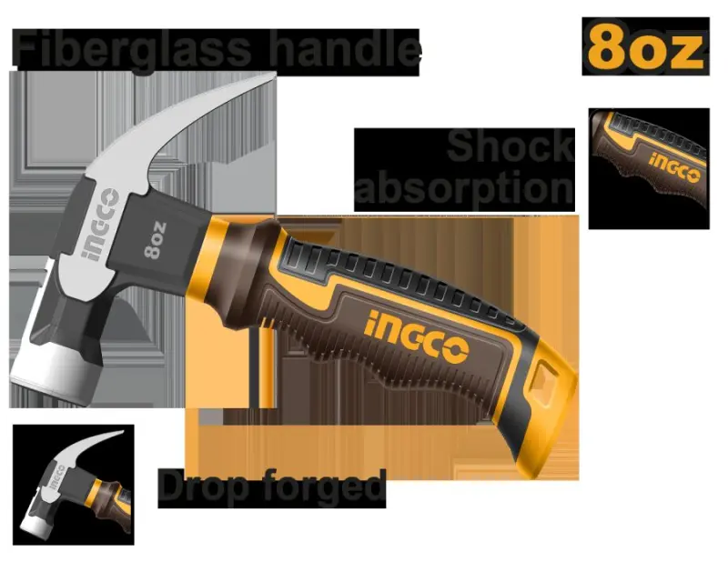 Мини-гвоздезабивной молоток Ingco 8" HCH81008D