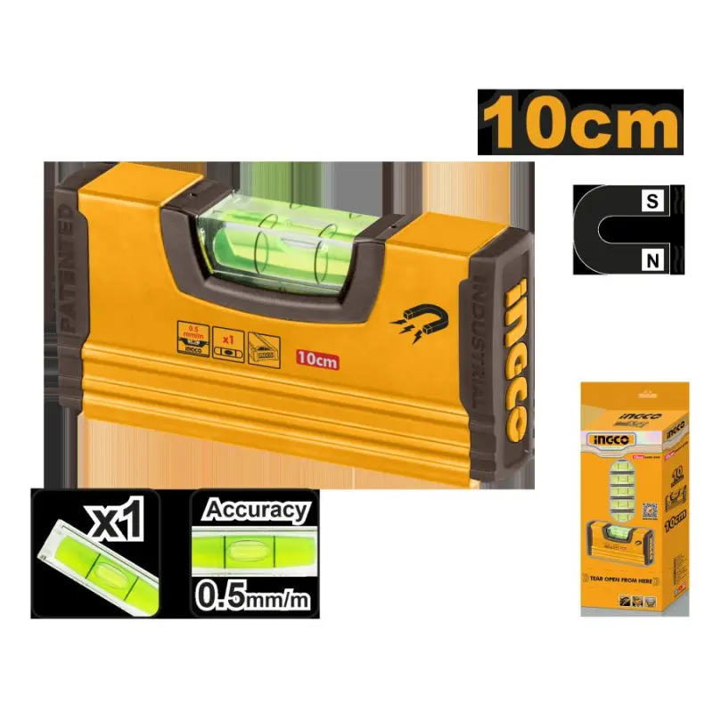 Ingco HMSL03101 10cm Hand Level for Accurate Professional Measurements