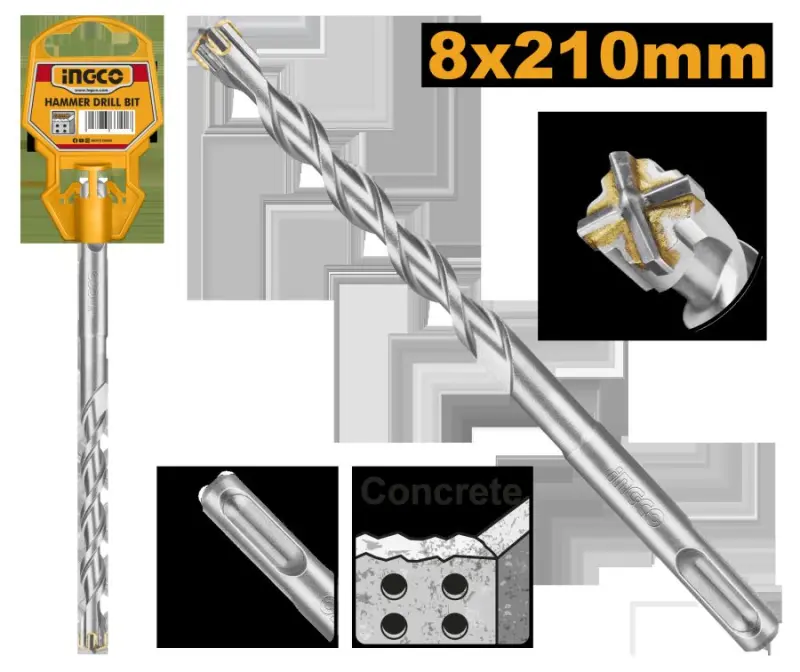 Бур по бетону SDS Plus 8x210мм Ingco DBH1210803C