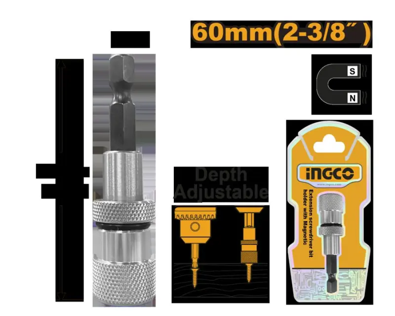 Держатель бит 60мм Ingco ABH50608