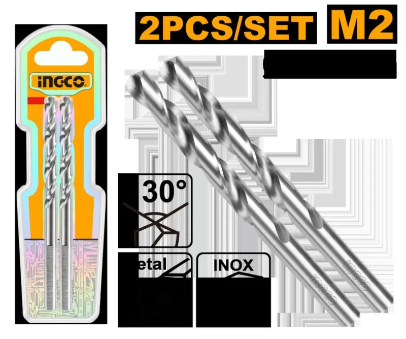 Ingco M2 HSS Drill Bit 2 and 2.5mm for Precision Metal Drilling
