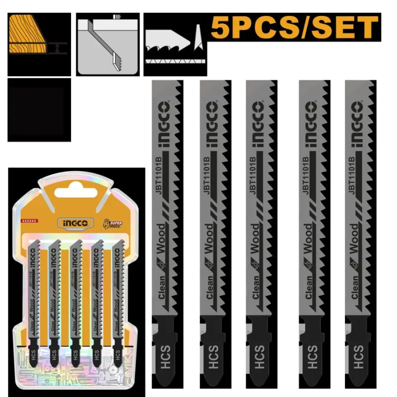 Ingco JBT1101B Jigsaw Blades for Wood 74mm 10TPI Pack of 5