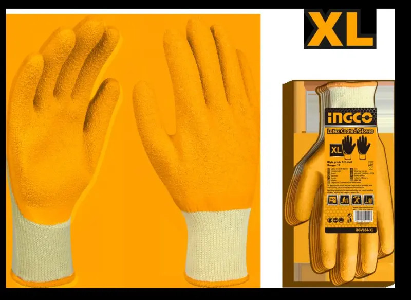 Ingco Latex Gloves with Cuff, Model HGVL04-XL, Size XL