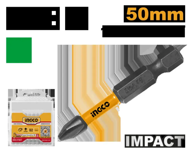 Ударные биты Ingco PH2 50мм 10шт SDBIM11PH223